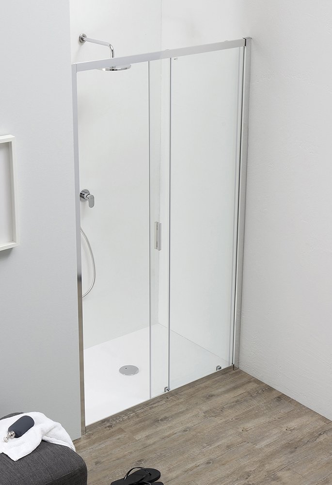 Fast2000 Porta Doccia Scorrevole L 140 X Nicchia Trasparente Silver